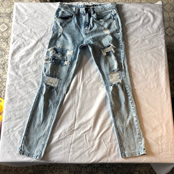 Men's Empyre stonewashed distressed skinny 5 pocket jeans 28x27 - Picture 1 of 6